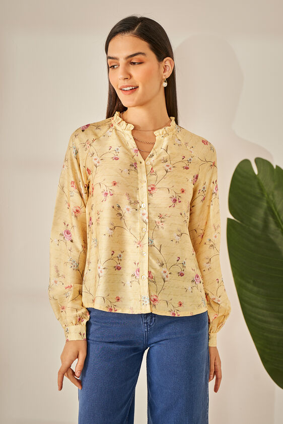 Yellow Floral Straight Top, Yellow, image 1
